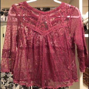 Free People Purple Lace Top